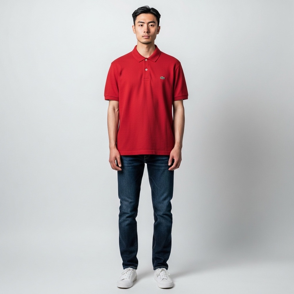 Lacoste Red Polo Shirt‎ Classic Fit Embroidered Crocodile Logo Size 2 (XS/S)